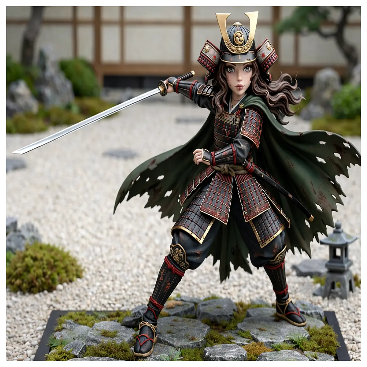 samurai figure collectible historical japanese armor statue for