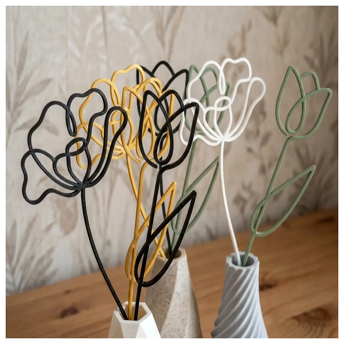 minimalist wire flower vase modern metal floral arrangement decor abstract stem home ornament contemporary table centerpiece