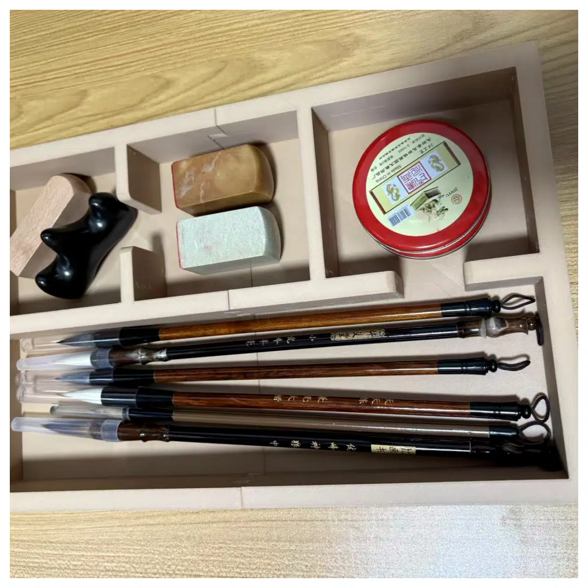 Calligraphy Brush Storage Box Brush Tube Organizer Painting Art Supplies Holder Brush Case Accessory Set