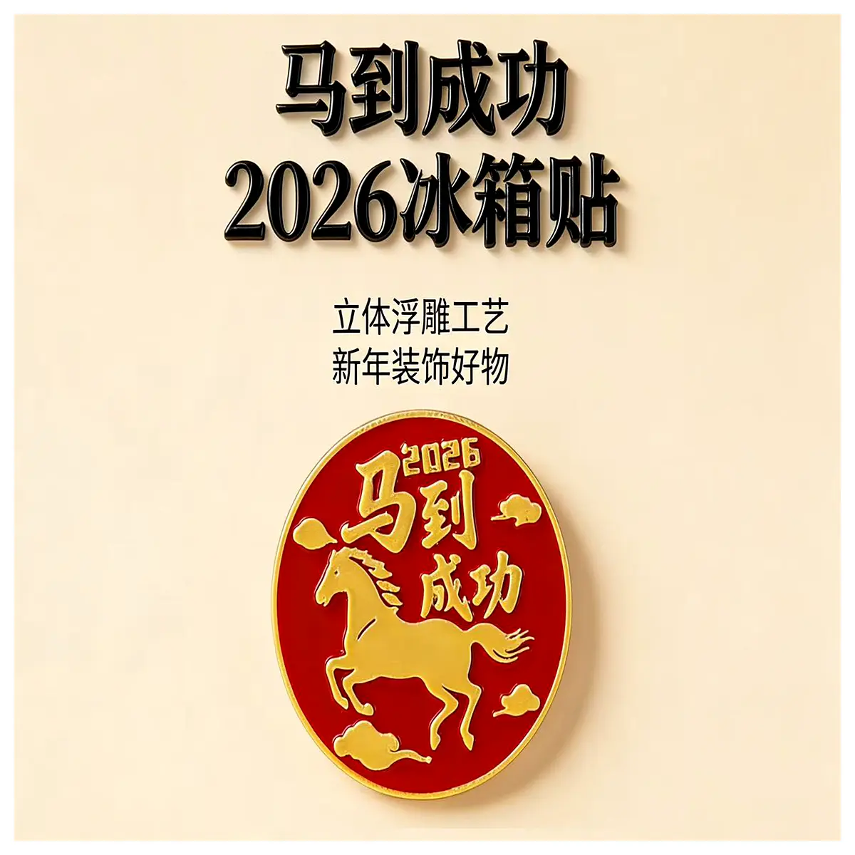 2026 year of the horse fridge magnet lucky success gift set with d4x2 magnetic backing for beginners