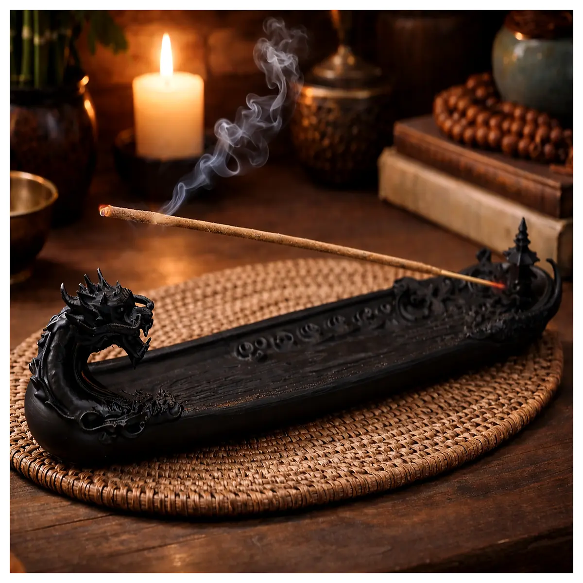 Dragon Shape Flowing Incense Burner Zen Incense Holder Bowl Incense Stand Home Fragrance Diffuser Zen Decor Dragon Culture Meditation Incense Offering