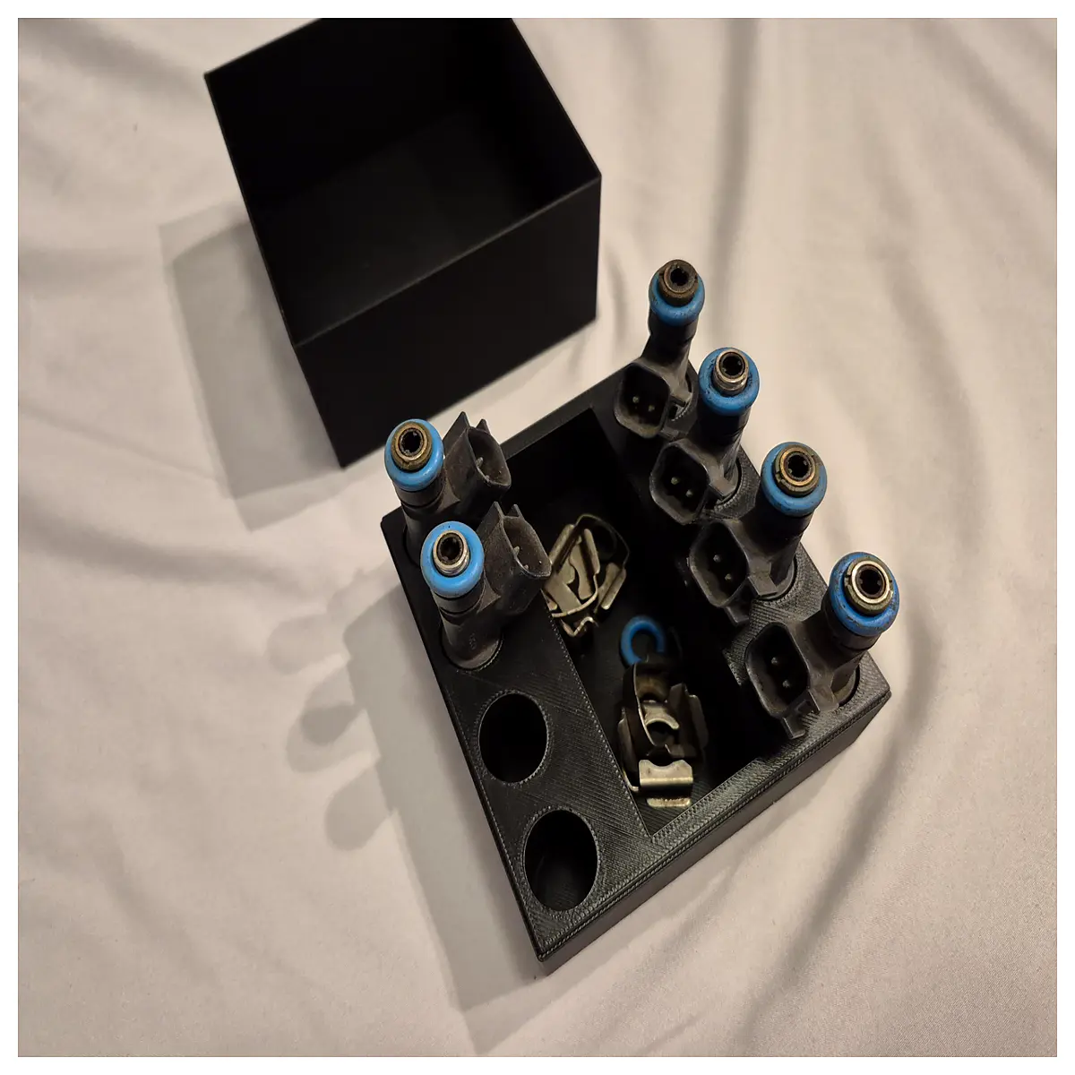 Fuel Injector Organizer Box Cylinder Head Parts Storage Fuel Injection System Maintenance Tool Car Accessories