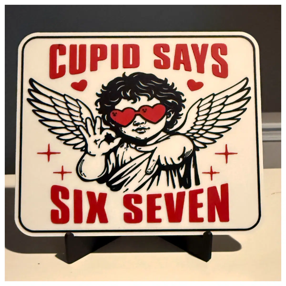Cupid Six Seven Sign Desktop Wall Decor Fridge Door Stickers Romantic Love Decor Wall Art Signings