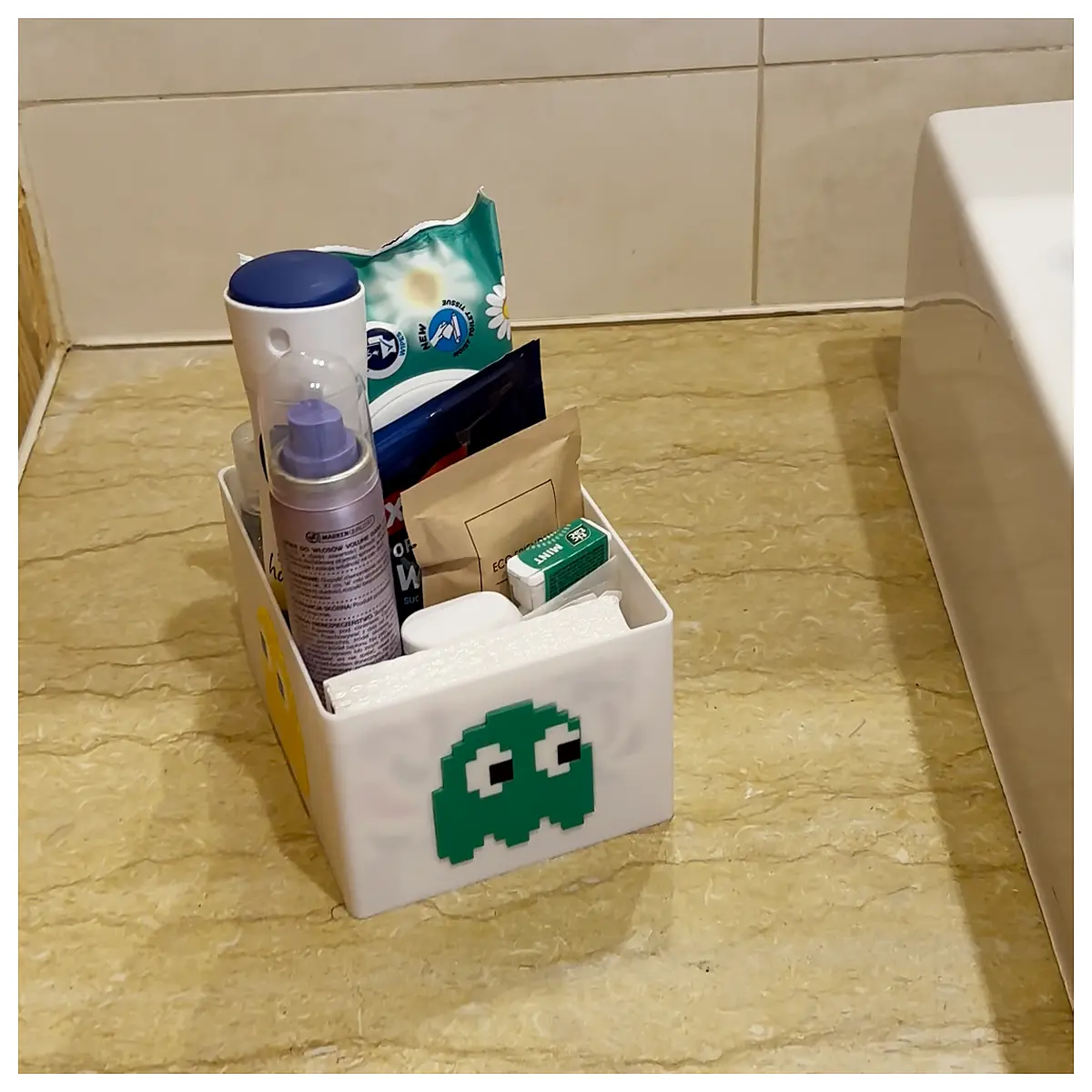 ghost bathroom organizer storage box for makeup cosmetics vanity desk caddy
