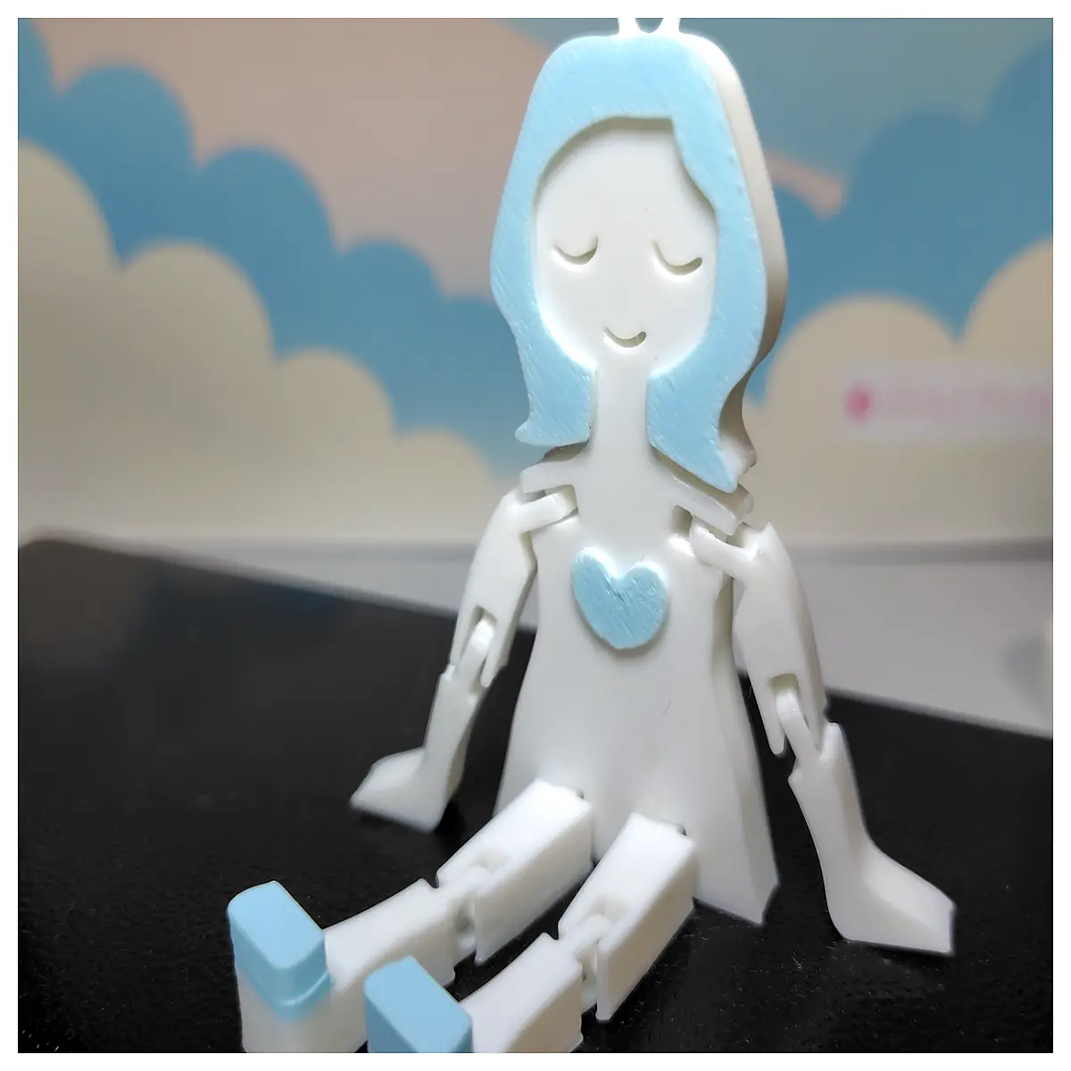 Flexi Toy Girl Keychain Blue Mini Charm Car Accessories Auto Decoration Kids Gift