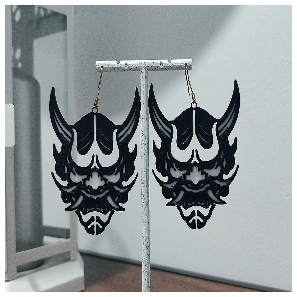 gothic face wave earrings punk metal jewelry for women goth accessories drop earrings