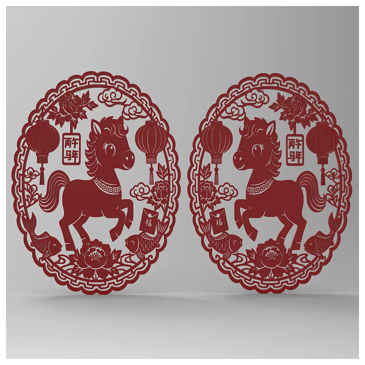 chinese zodiac horse window paper cutting decoration for spring festival home decor lucky wall art