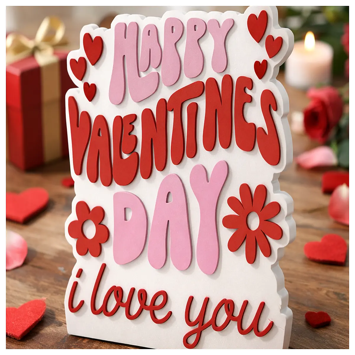 Valentine s Day Sign Decor Love Floral Gift Romantic Celebration Festive Decoration