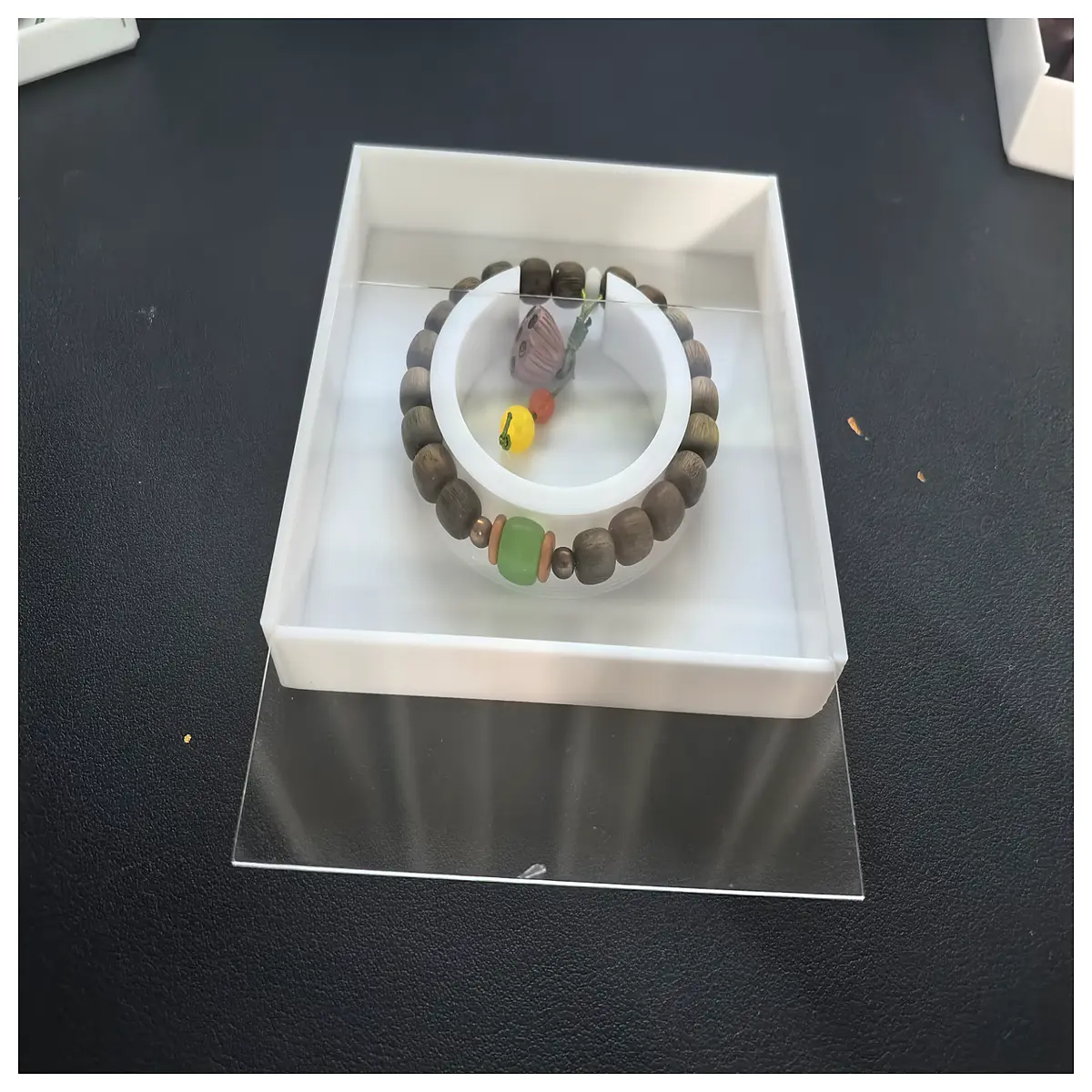 beaded bracelet organizer box with compartments for jewelry storage and travel protection