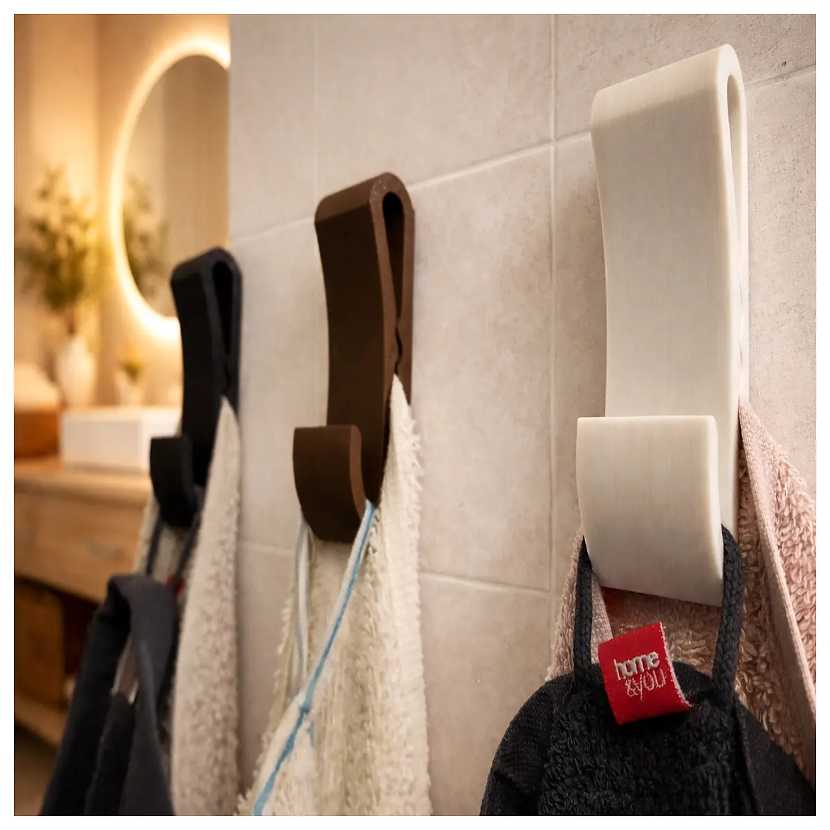 Self Locking Towel Rack 2 Slot Wall Mounted Bathroom Kitchen Towel Organizer Home Multi Function