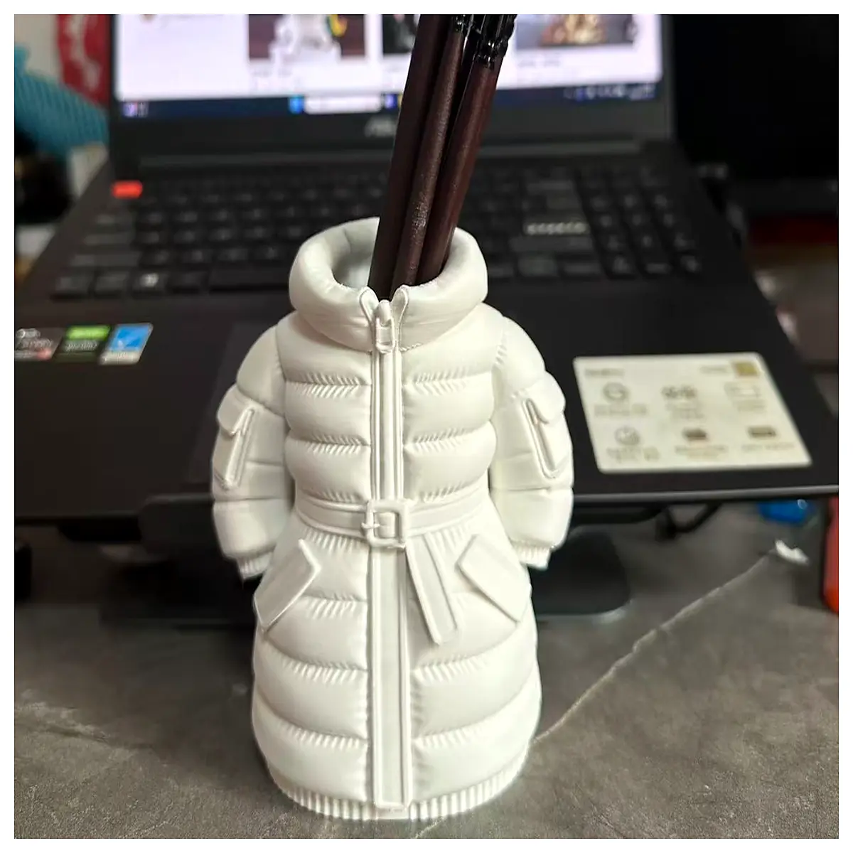 cute down jacket pen holder desk organizer storage box for stationery makeup brushes office supplies