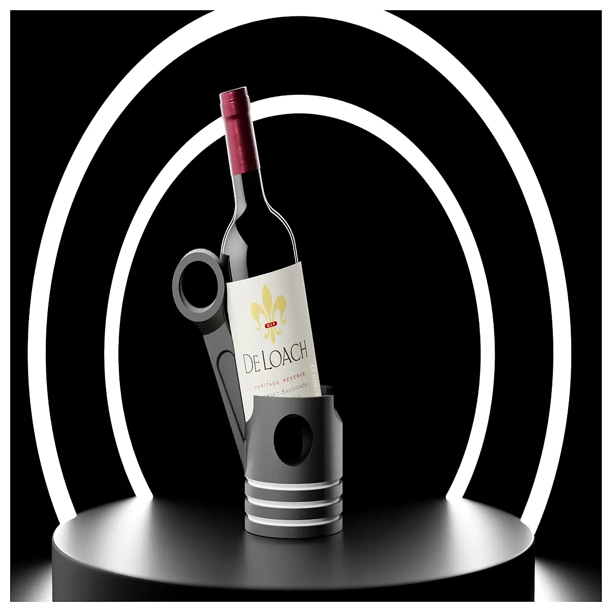 aerating wine decanter holder with piston pump mechanism for rapid oxygenation and sediment control
