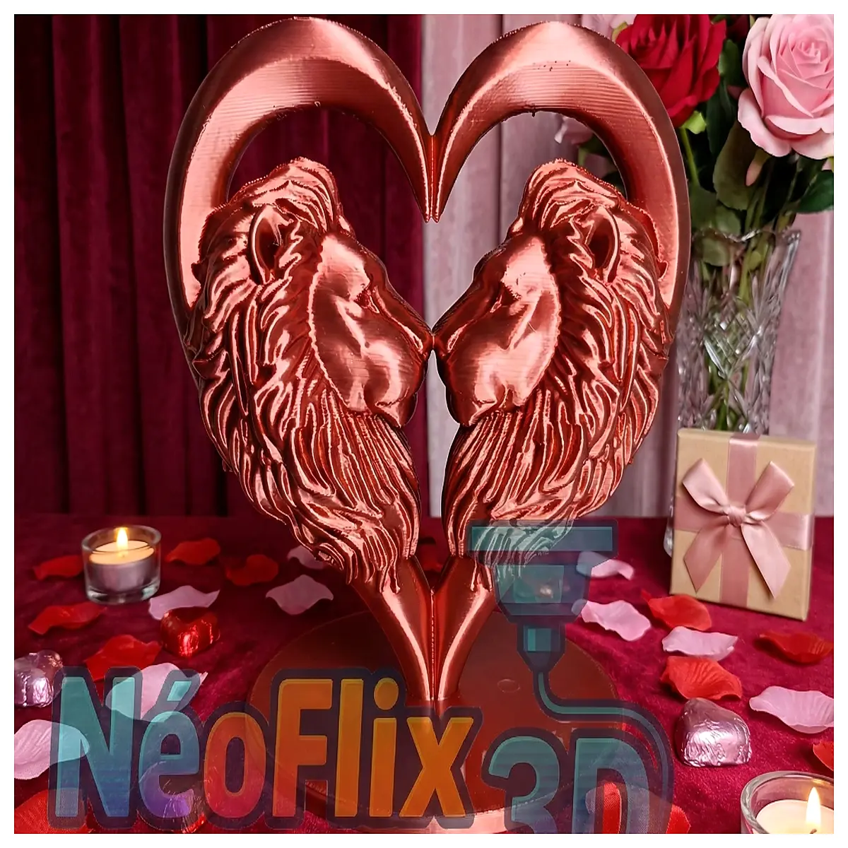 3D Lion Sculpture Anniversary Gift Romantic Present Home Decor Shape Art Love Keepsake
