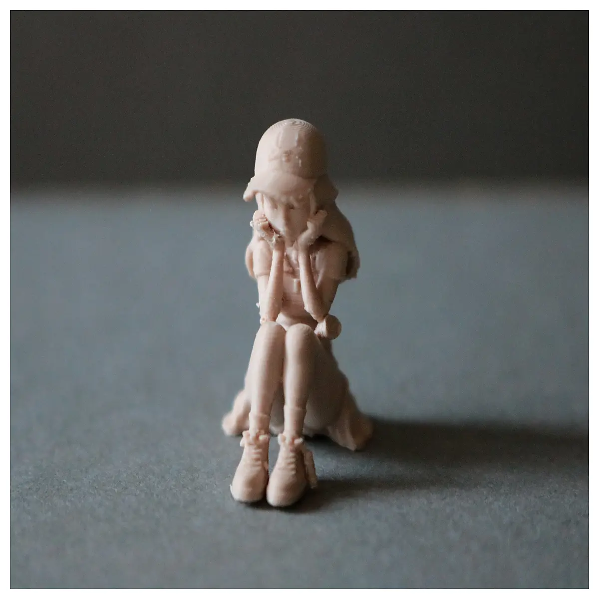 Girl in Hat Statue Figurine Miniature Desk Decoration Creative Gift Small Figure Ceramic Model Ideal for Home Decor