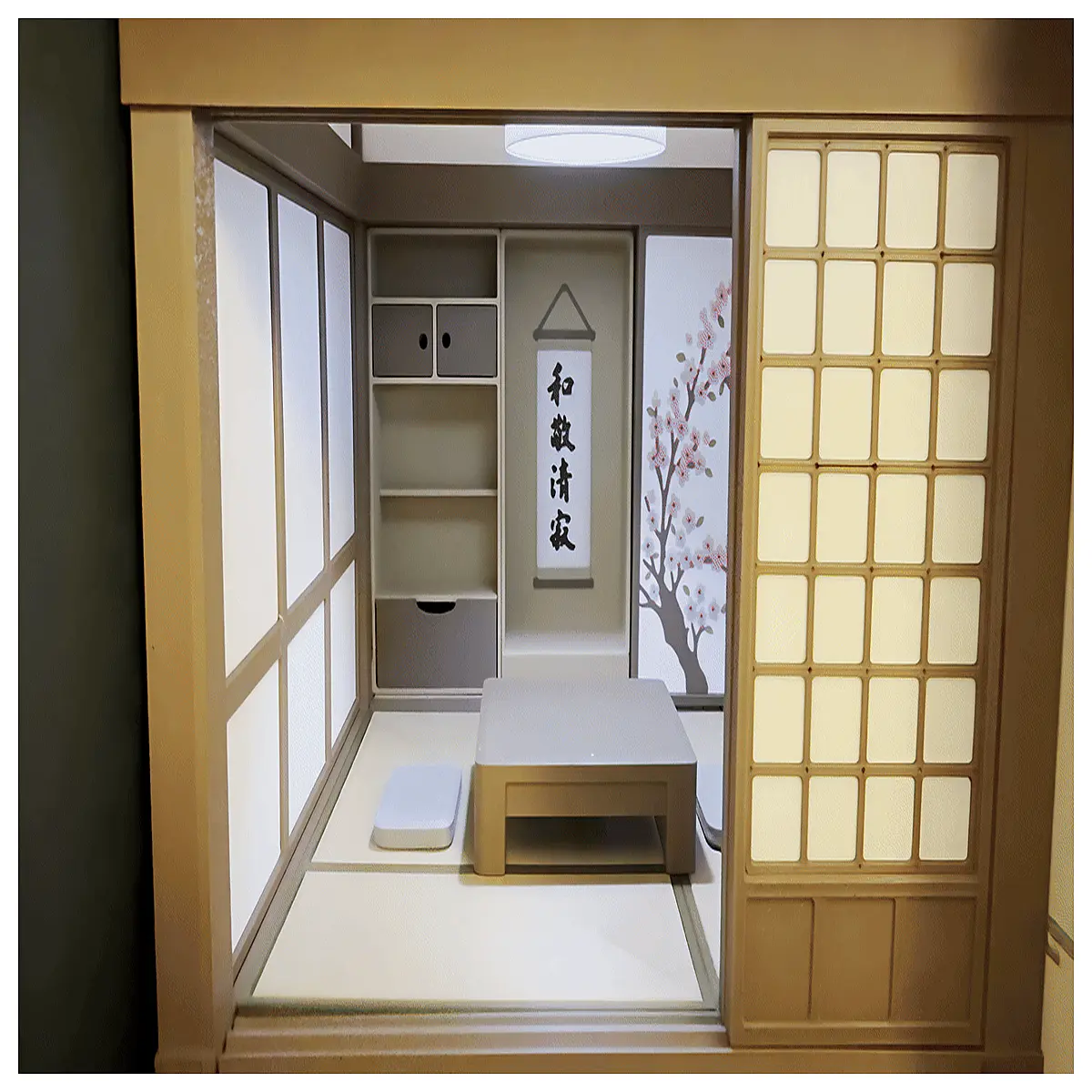 Japanese Tea House Model Display Stand Tea Set Decoration Scene Assembly Toy Zen Display Tea Room Model