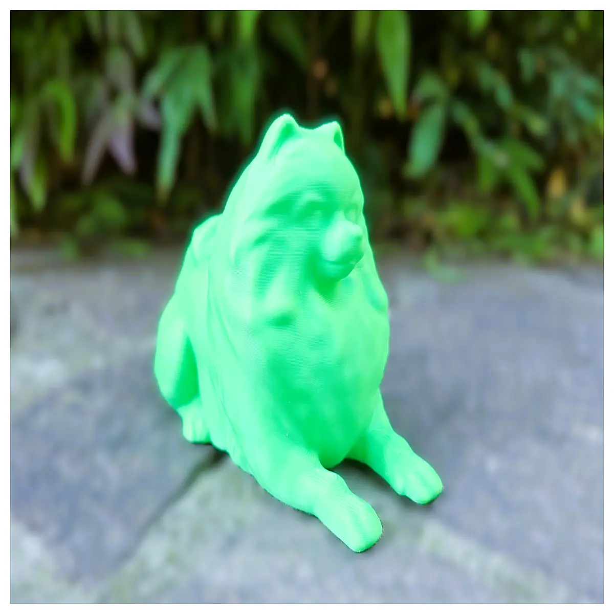 cute relaxed pomeranian statue for home decor garden yard patio shelf figurine