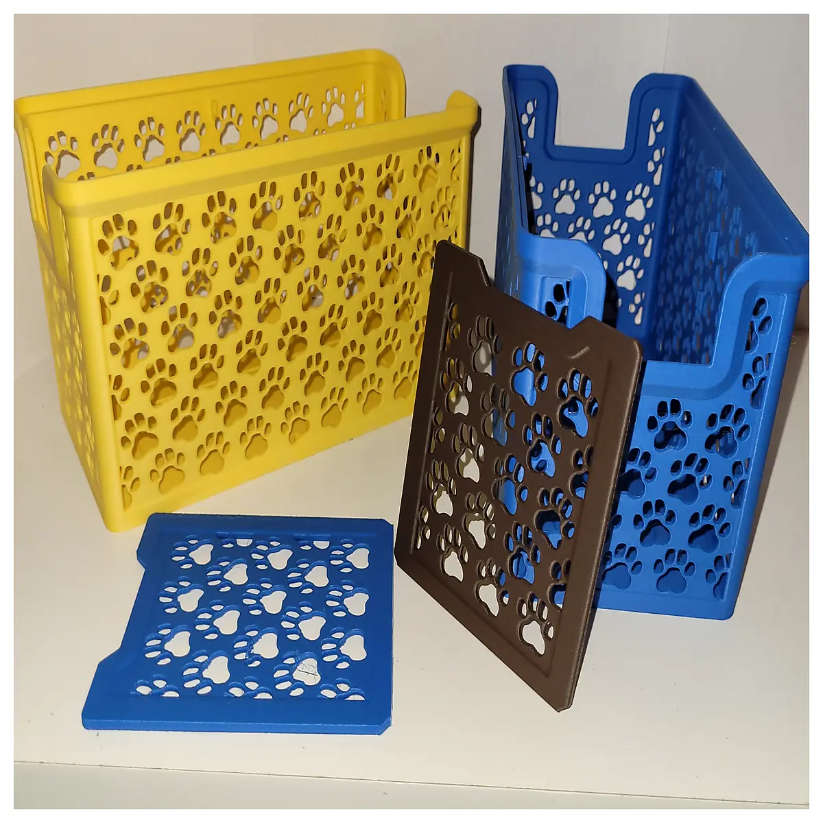 tall paw print stacking storage box 175x90mm organizer for desk craft supplies