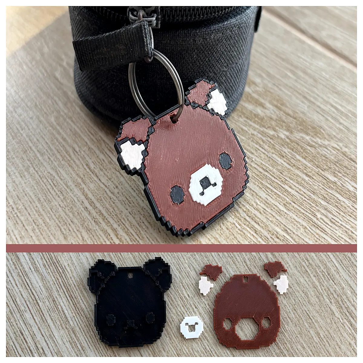 8 bit Relax Bear Multi Piece Keychain Set Game Collector Toy Pixel Art Memorial Cute Bracelet Accessory 8 bit Cartoon Keychain