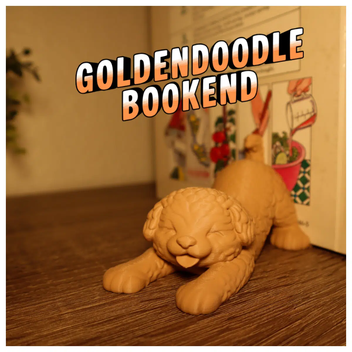 golden retriever poodle mix bookends for shelves cute dog statue desk organizer resin animal figurine home decor gift