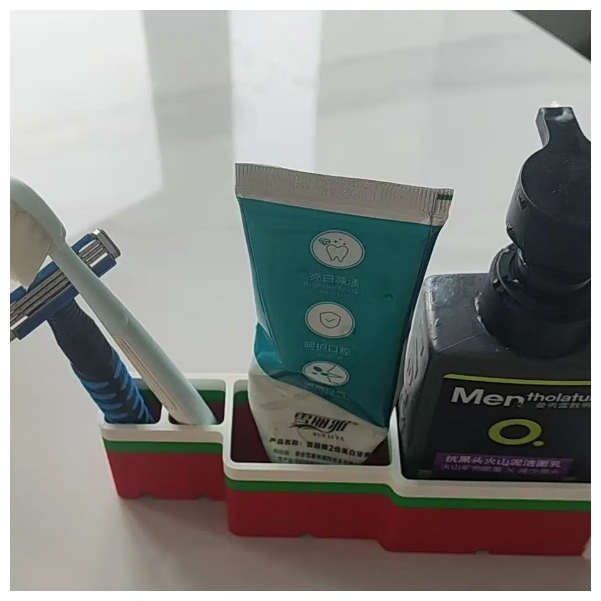 bathroom countertop organizer for toothbrush cup and toothpaste holder waterproof storage box for vanity accessories