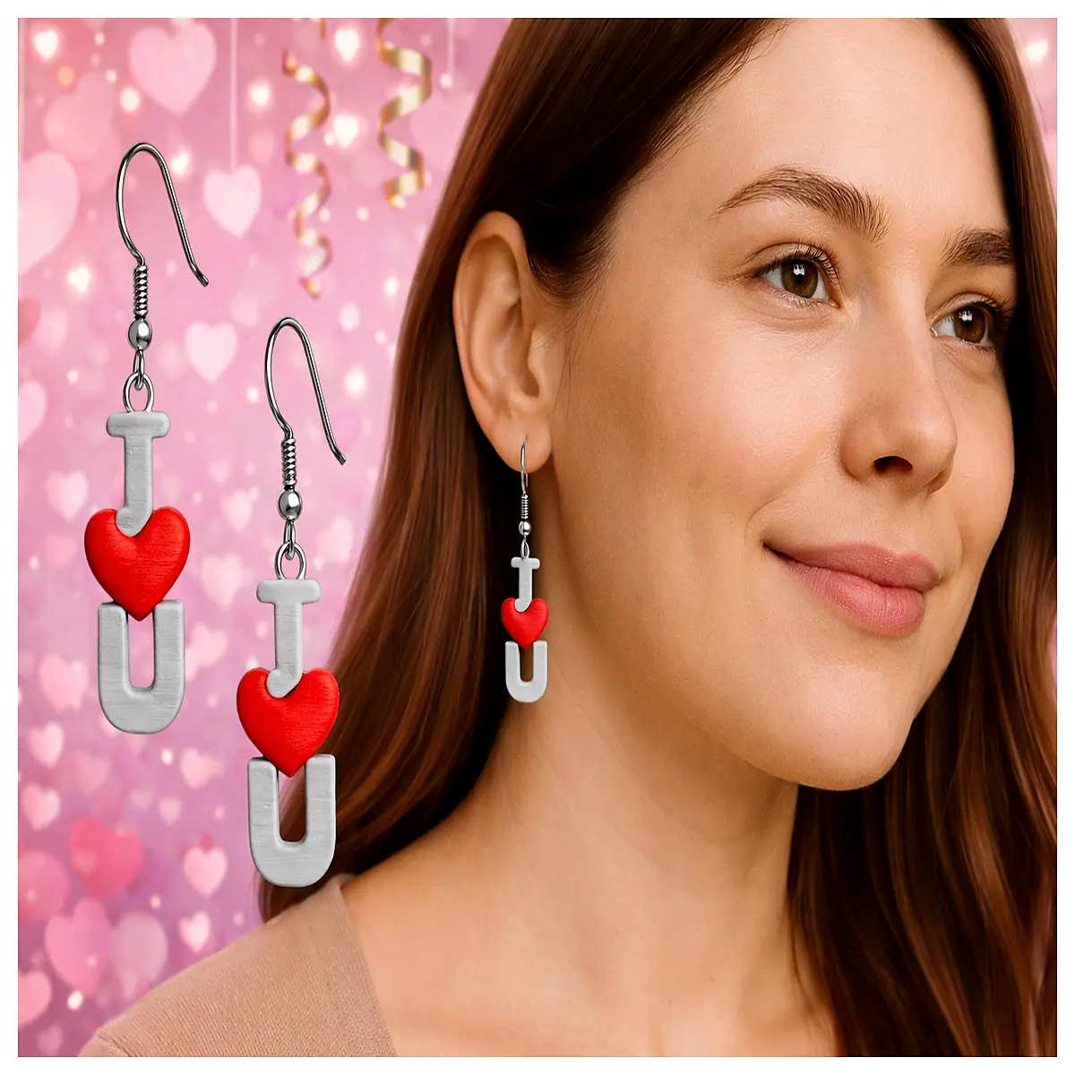 I LOVE U Earrings Romantic Valentine s Gift Couple Earring Fashion Jewelry Anniversary Present