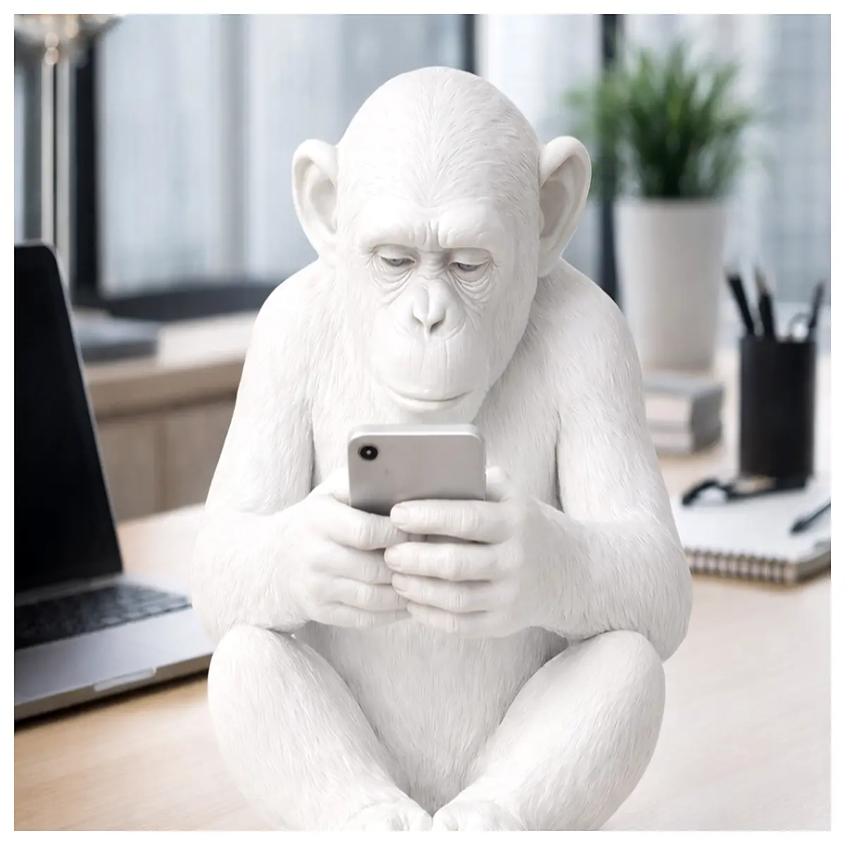 Monkey Holding Phone Toy Model Animal Figure Pet Decoration Puzzle Toy Children s Gift Monkey Model