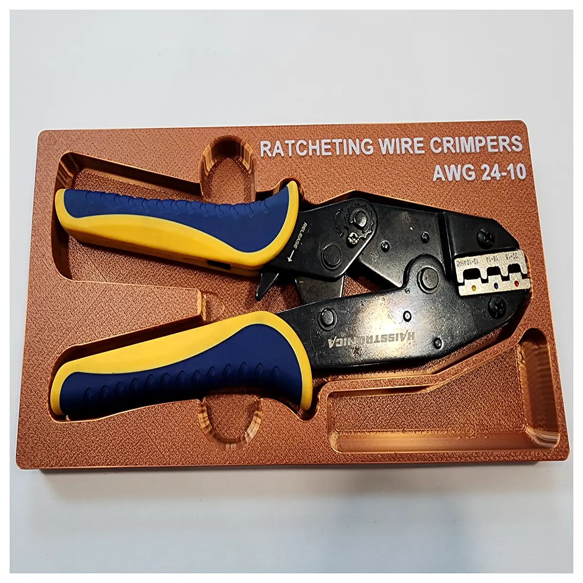 gridfinity ratchet crimping tool organizer tray modular storage bin for electrical wire connectors and networking tools