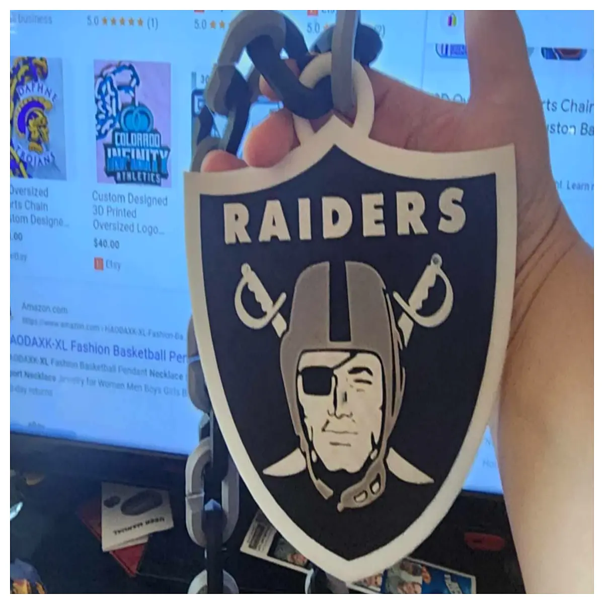 Raiders Chain Team Merchandise Player Accessories Sports Collectibles Large Decoration
