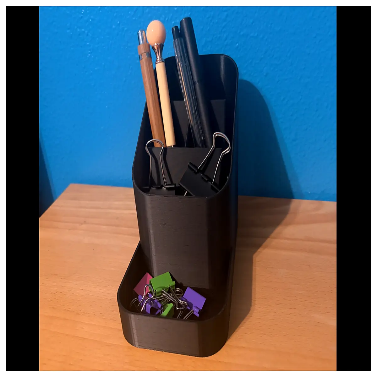 desk organizer with compartments for office supplies pen holder paper clip storage desktop accessories