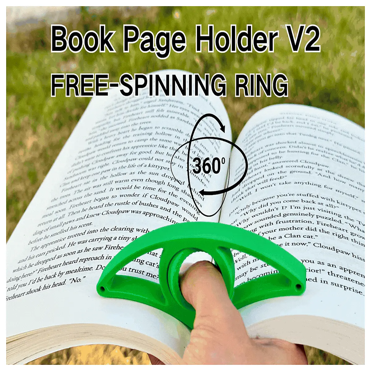 book page holder clip 360 rotating thumb ring grip for reading hands