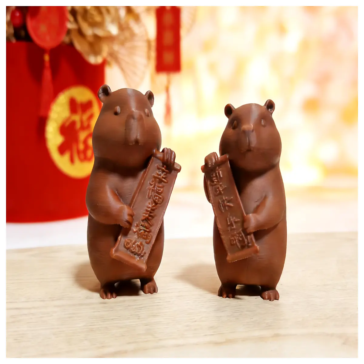 Capybara New Year Greetings Cute animal New Year greeting card for friends and family wishing happiness and health