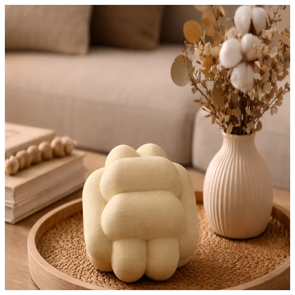 Nordic Coarse Wood Sculpture Decoration Minimalist Modern Art Figurine Home Decor Art Collection