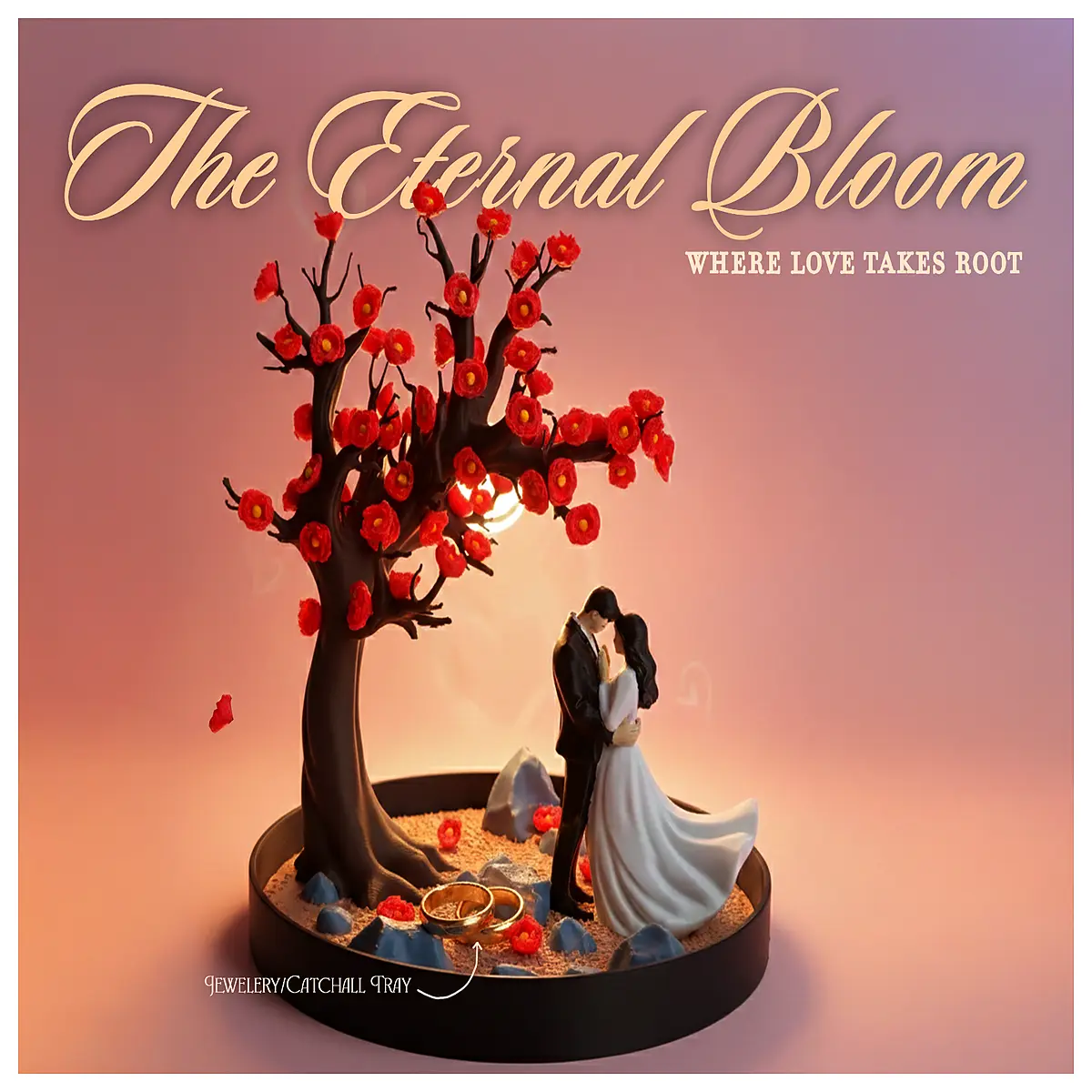 Flower Tray Jewelry Display Stand Love 3D Model Decorative Tray Romantic Gift Idea