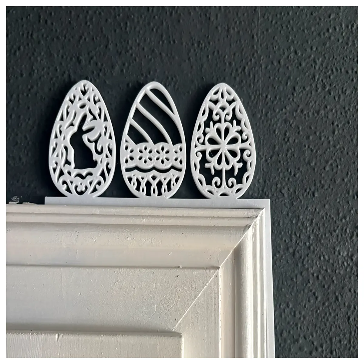 easter door frame decoration hanging wreath spring bunny rabbit egg garland porch front door decor