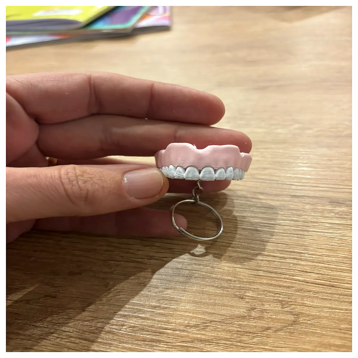 denture keychain funny teeth gag gift novelty dental hygiene accessory