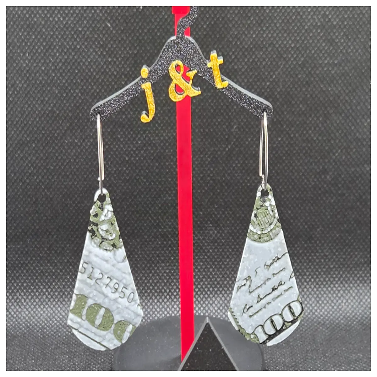 Tear Drop Dollar Bill Earrings 100 USD Currency Jewelry Money Earrings Her