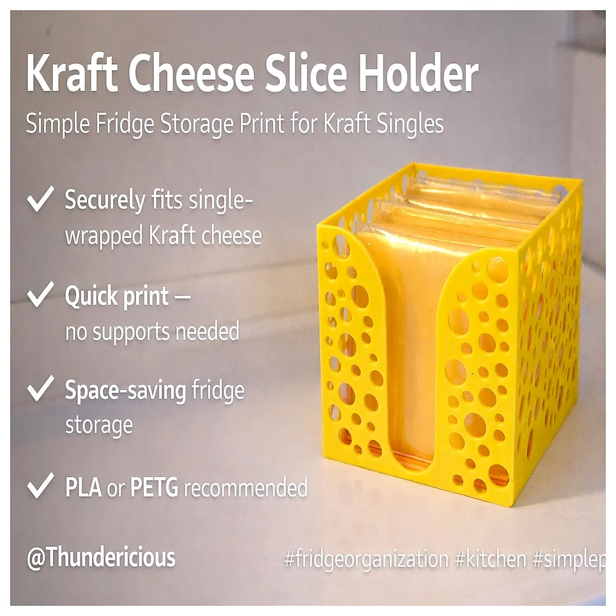Cheese Slicer Shelf Fridge Organizer Printout Dairy Block Storage Kitchen Snack Box Easy Storage