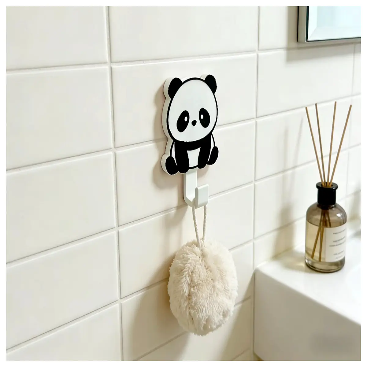 cute panda keychain holder wall hook for home office organization storage