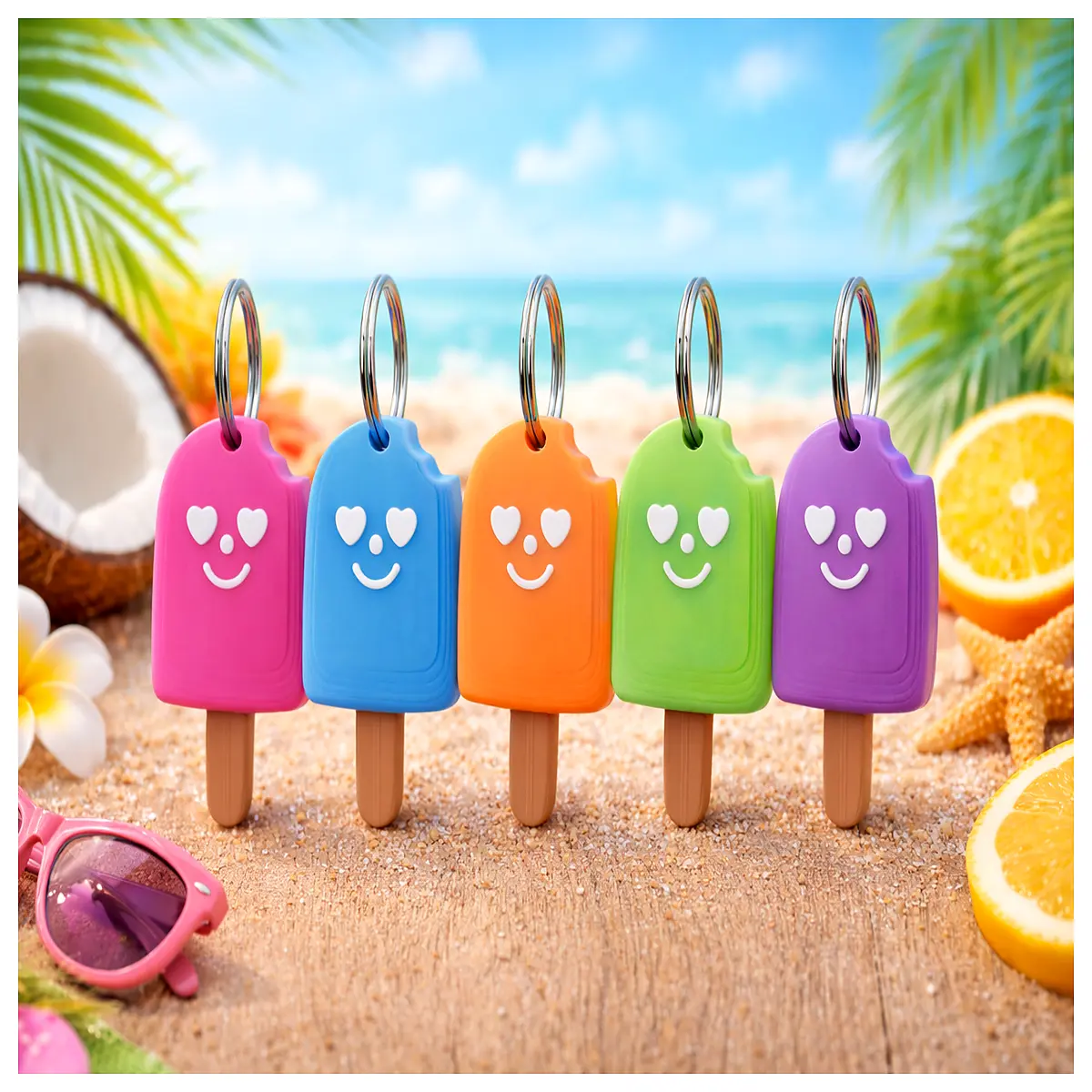 Cute Ice Cream Charm Keychain 3 Eyes Phone Accessory Student Gift Ice Cream Decoration