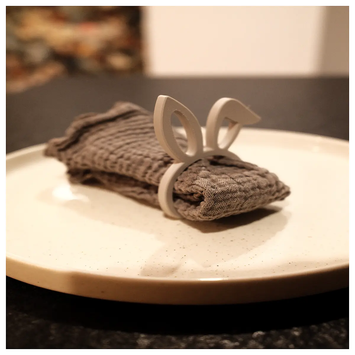 minimalist bunny ear napkin rings smooth finish table decor