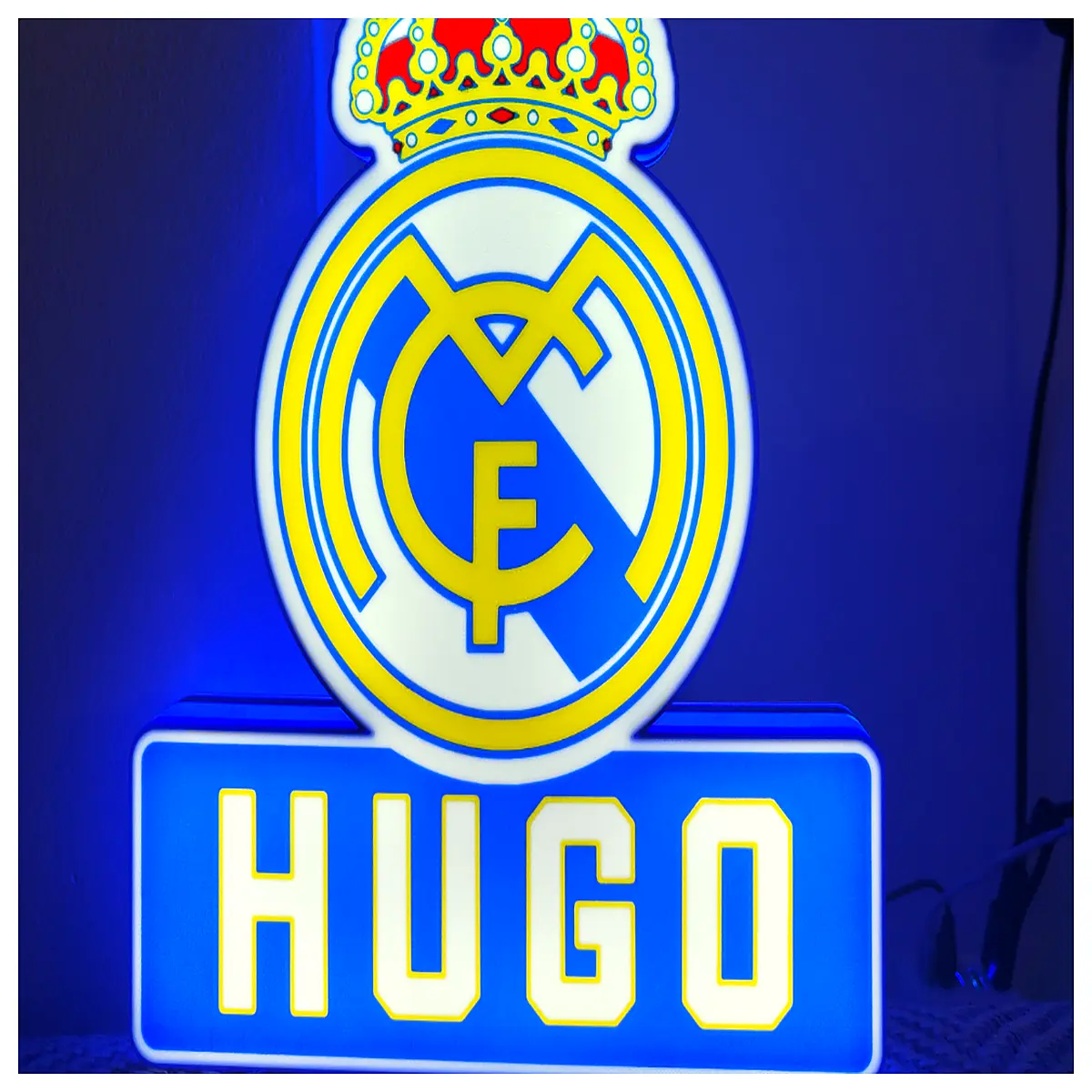 hugo name up sign real madrid gift personalized neon glow plaque
