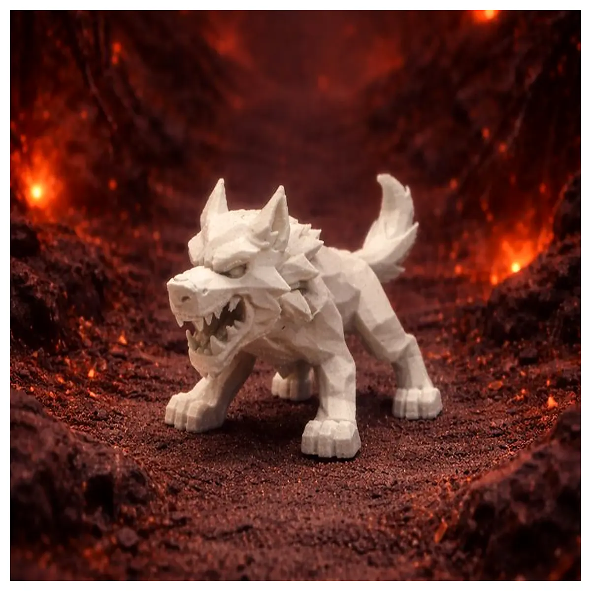 Low Poly Hellhound Model 3D Printed Pet Figure Cute Character Toy Collectible Realistic Detail