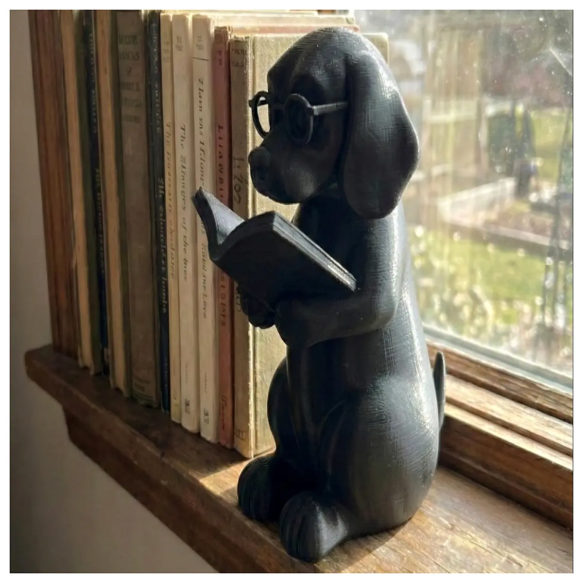 Wisdom Dog Desk Decorations Library Theme Figurine Kids Learning Supplies Creative Study Room Decor Educational Toys Desktop Ornament