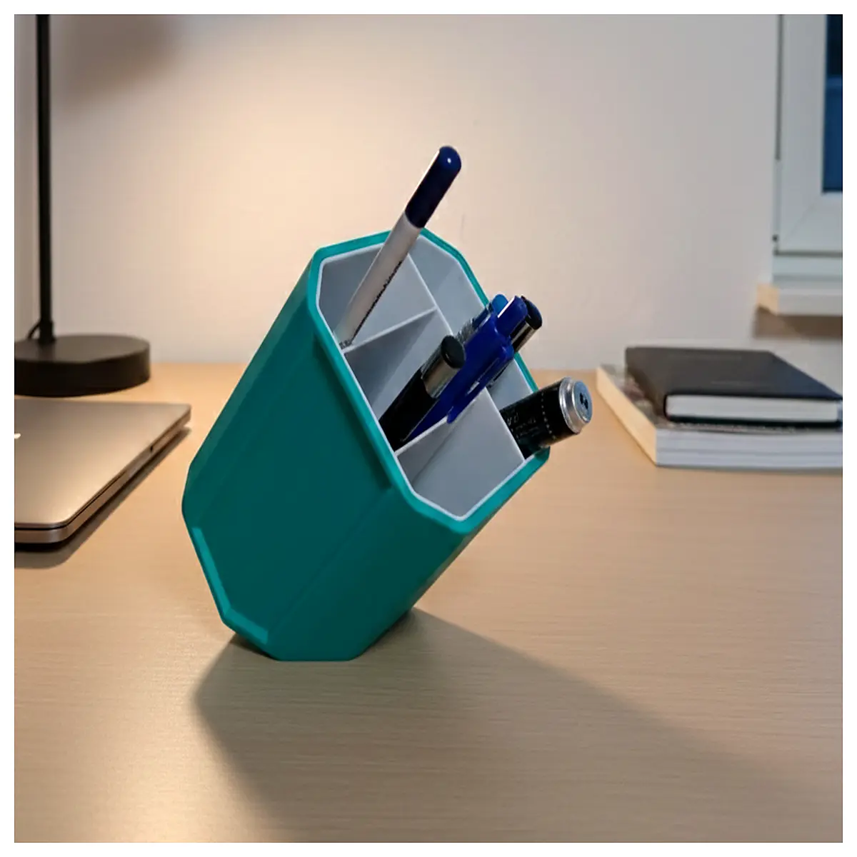 sharp geometric desk organizer cube acrylic storage box for pens sticky notes office supplies minimalist aesthetic workspace