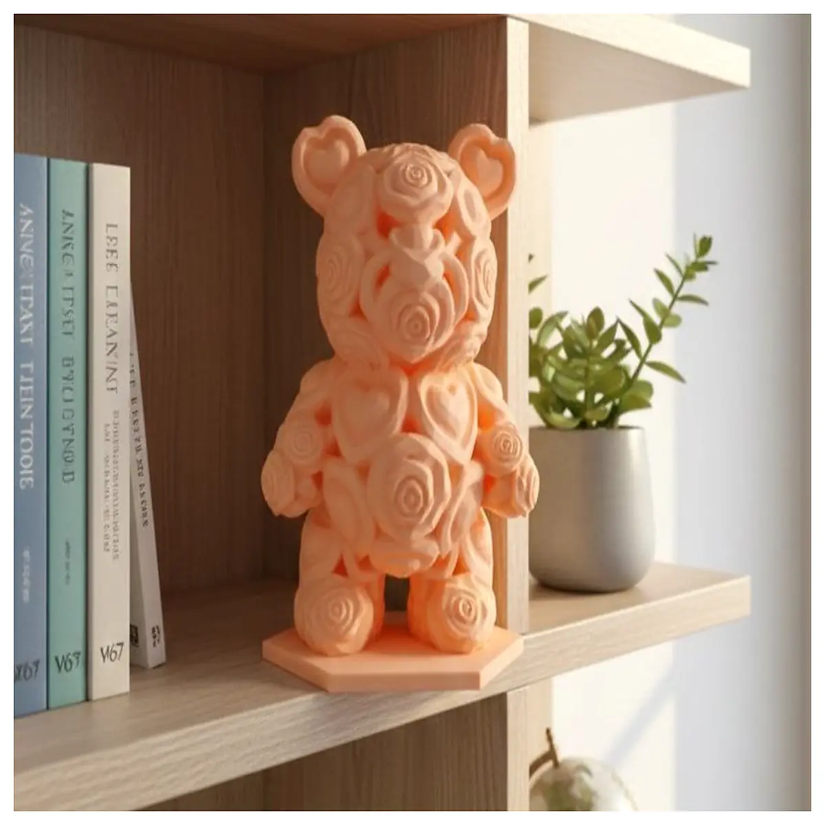 Bear Plush Pillow Rose Floral Cushion Bed Room Living Room Decoration Soft Comfort Filling Toy Bear Pillow