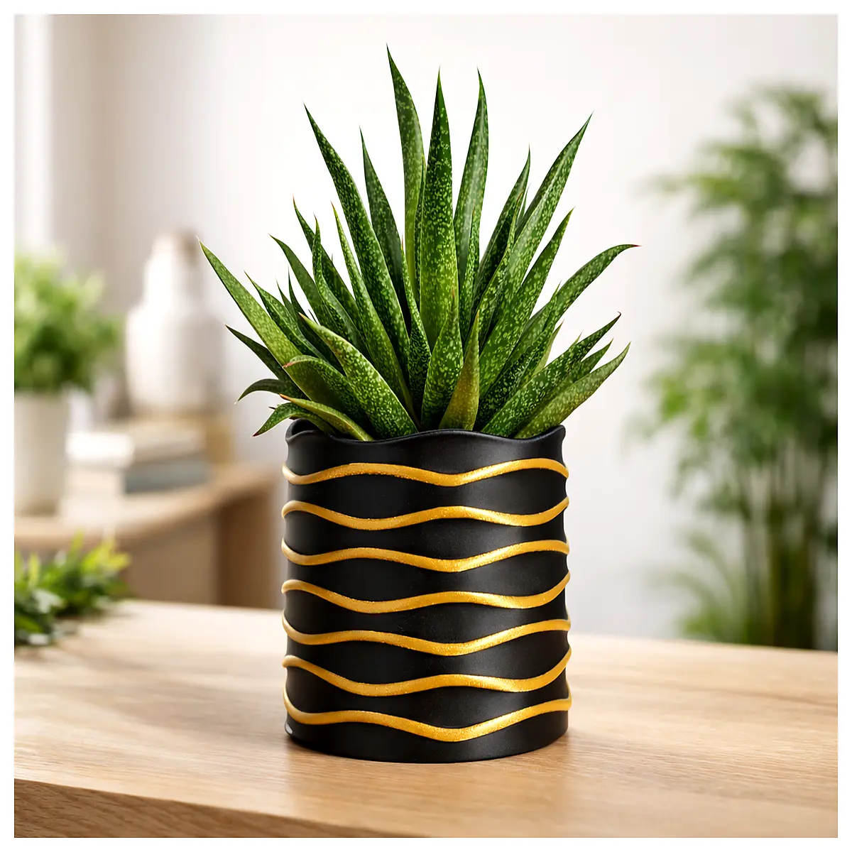 modern wavy ceramic planter pot for indoor succulents cactus desk decor