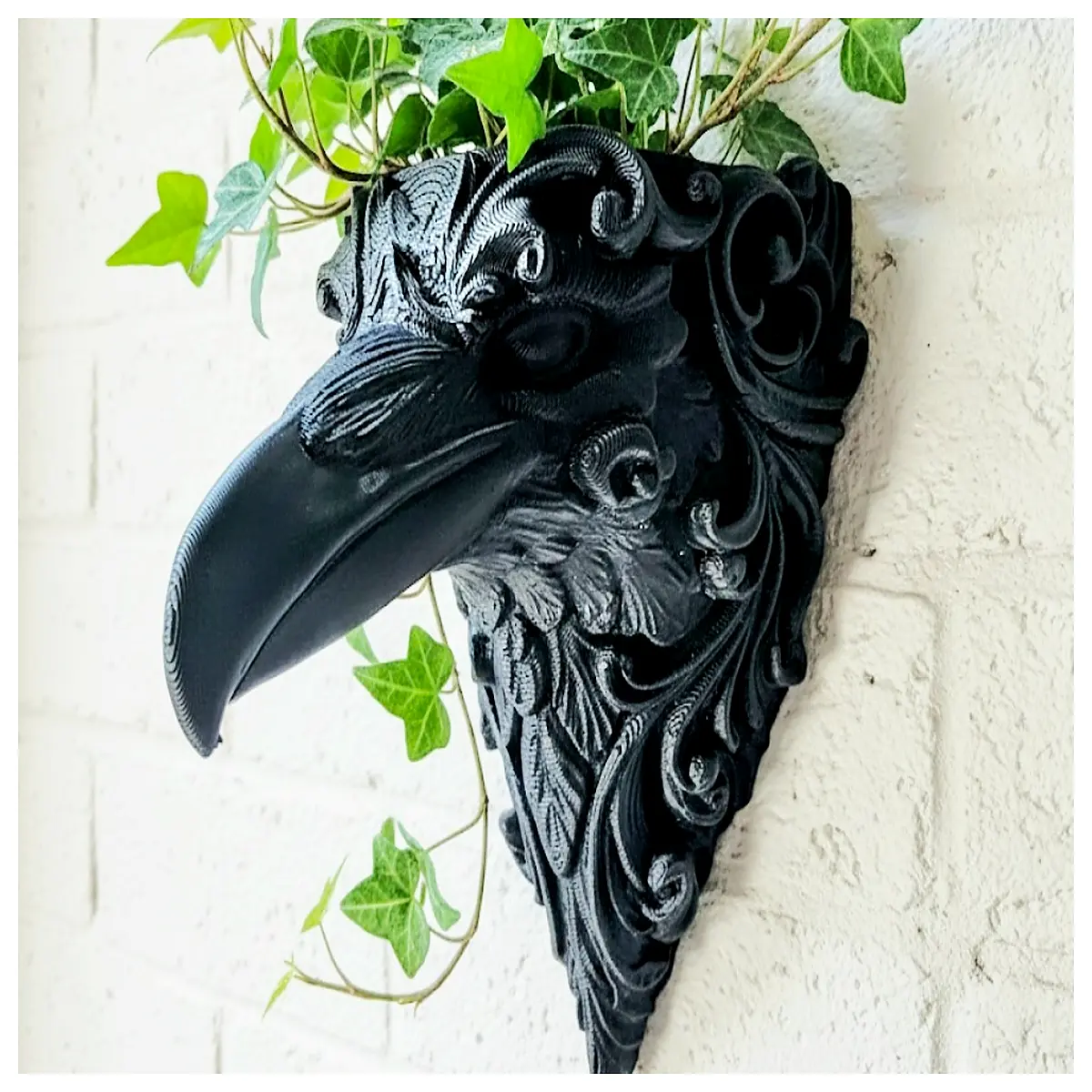 Elegant Gothic Raven Planter Hanging Basket Vintage Floral Decor Wall Mounted Flower Pot Indoor Outdoor Hanging Shelf