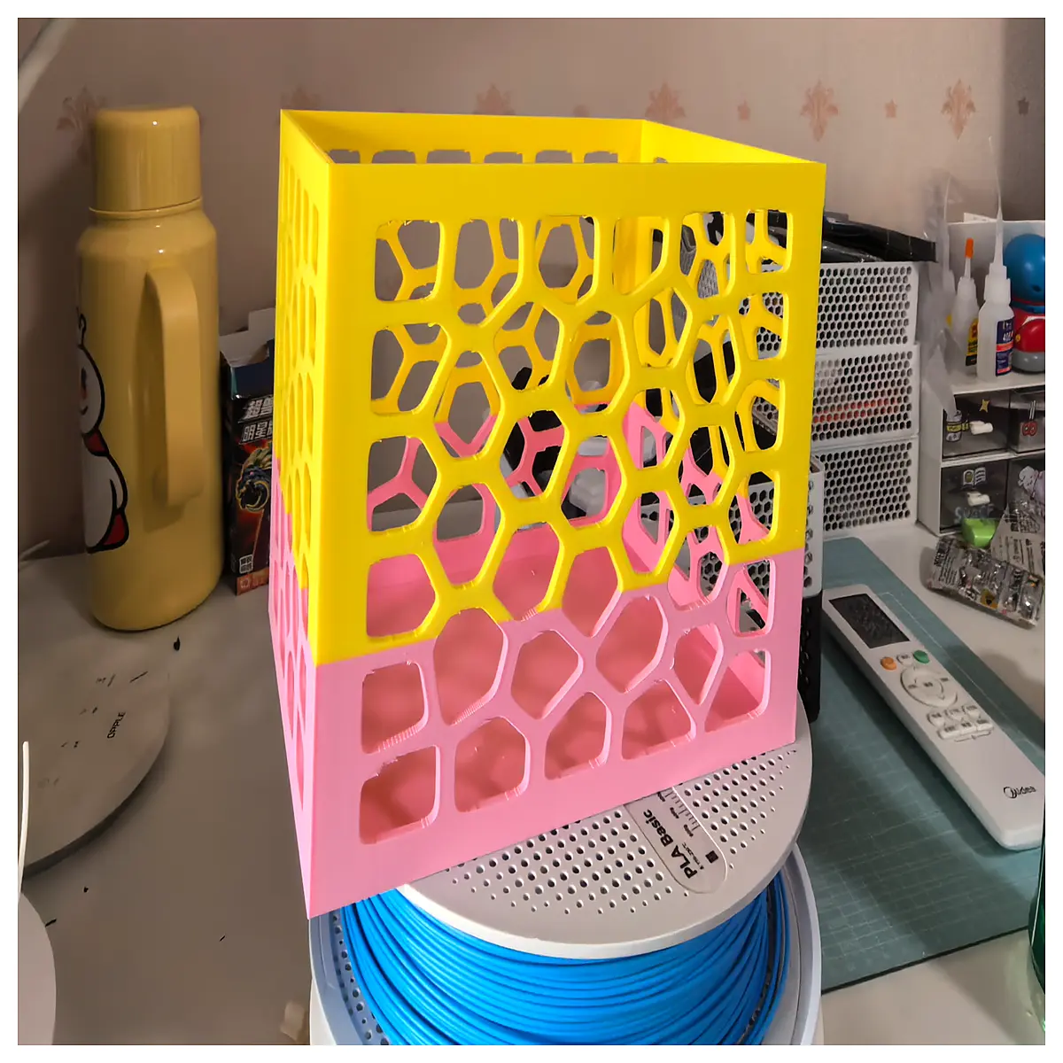 geometric honeycomb desk organizer acrylic storage box for pens makeup skincare modular desktop accessories
