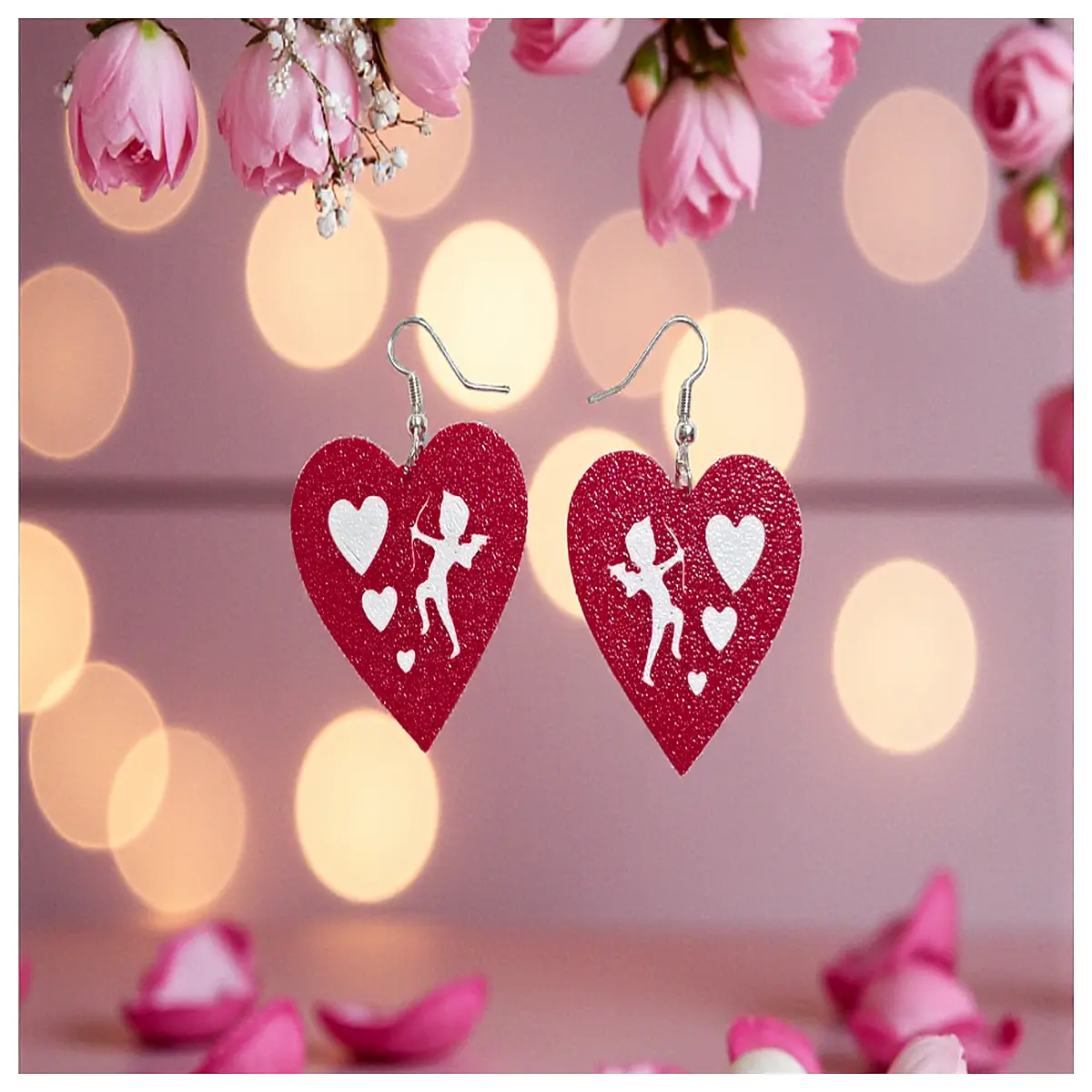 cute cupid stud earrings for women valentines day jewelry gift silver love charm earring