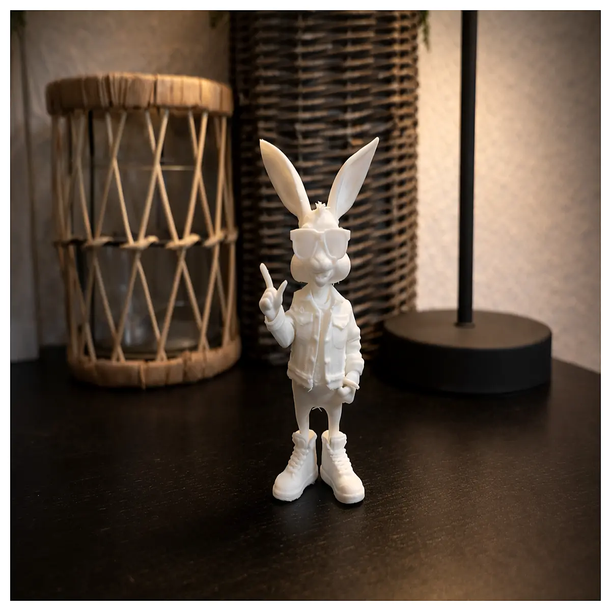 Sunglasses Rabbit Figurine Fashion Decorative Item Cute Cartoon Decoration Desktop Small Ornament Pet Decoration Creative Home Decor
